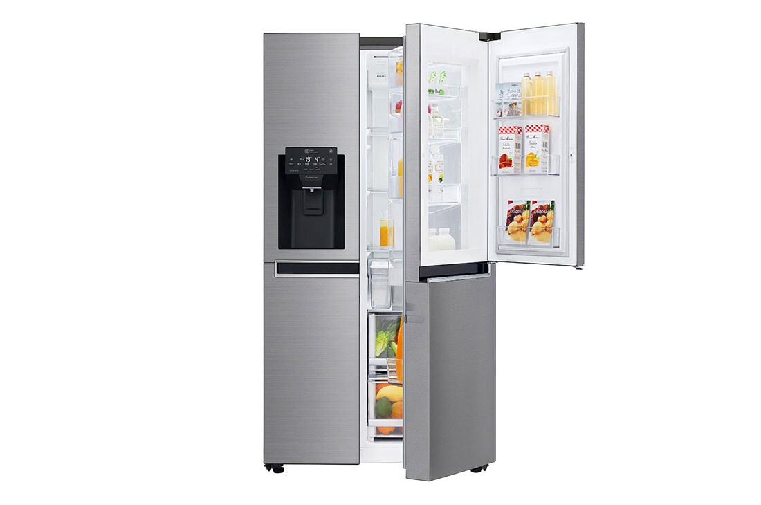 LG 625 Door in Door™ Side by Side (Shiny Steel) Energialuokka E, Vesi/jää ilman vesijohtoliitäntää, Smart Diagnosis™ - Wi-Fi-yhteys, GSJ761PZEE, GSJ761PZEE