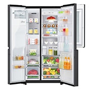 LG 625L InstaView Door in Door™ Side by Side (Matte Black) Energialuokka E, Vesi/jää ilman vesijohtoliitäntää, Smart Diagnosis™ - Wi-Fi-yhteys, GSX961MCCE, thumbnail 4