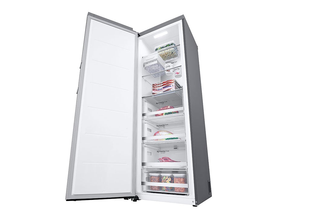 LG 324L Vapaasti seisova pakastin (Metal Sorbet) - Energialuokka D, Total No Frost, Express Freeze, Perspektiivinäkymä oikealta avoinna, GFM61MBCSF, thumbnail 9