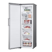 LG 324L Vapaasti seisova pakastin (Metal Sorbet) - Energialuokka D, Total No Frost, Express Freeze, Perspektiivinäkymä oikealta avoinna ruokaa, GFM61MBCSF, thumbnail 12