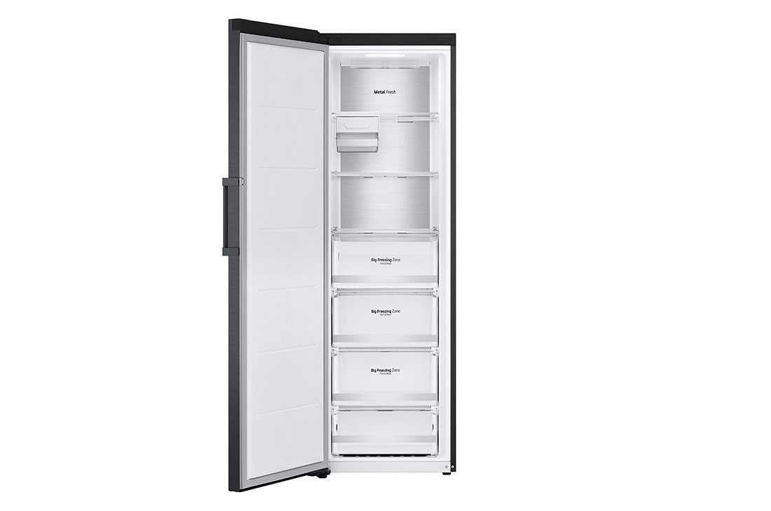 LG 324L Vapaasti seisova pakastin (Matte Black) - Energialuokka D, Total No Frost, Express Freeze, Etupuoli avoinna, GFM61MCCSF, thumbnail 2