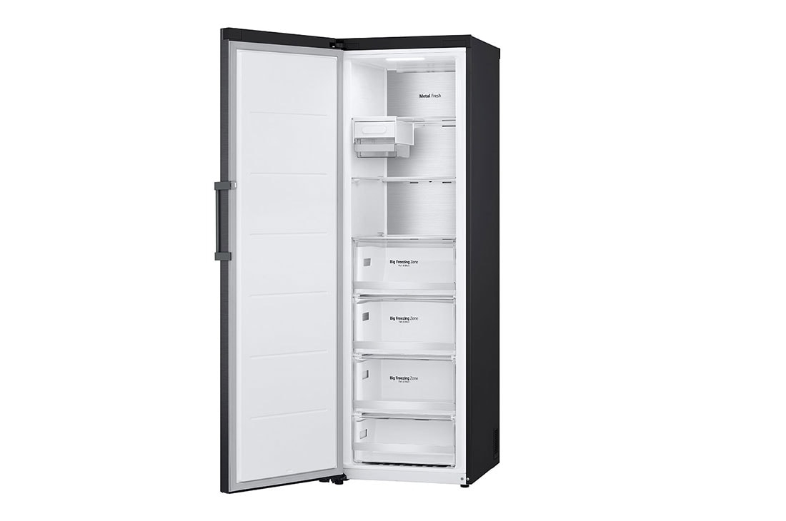 LG 324L Vapaasti seisova pakastin (Matte Black) - Energialuokka D, Total No Frost, Express Freeze, Oikea sivunäkymä avoinna, GFM61MCCSF, thumbnail 11