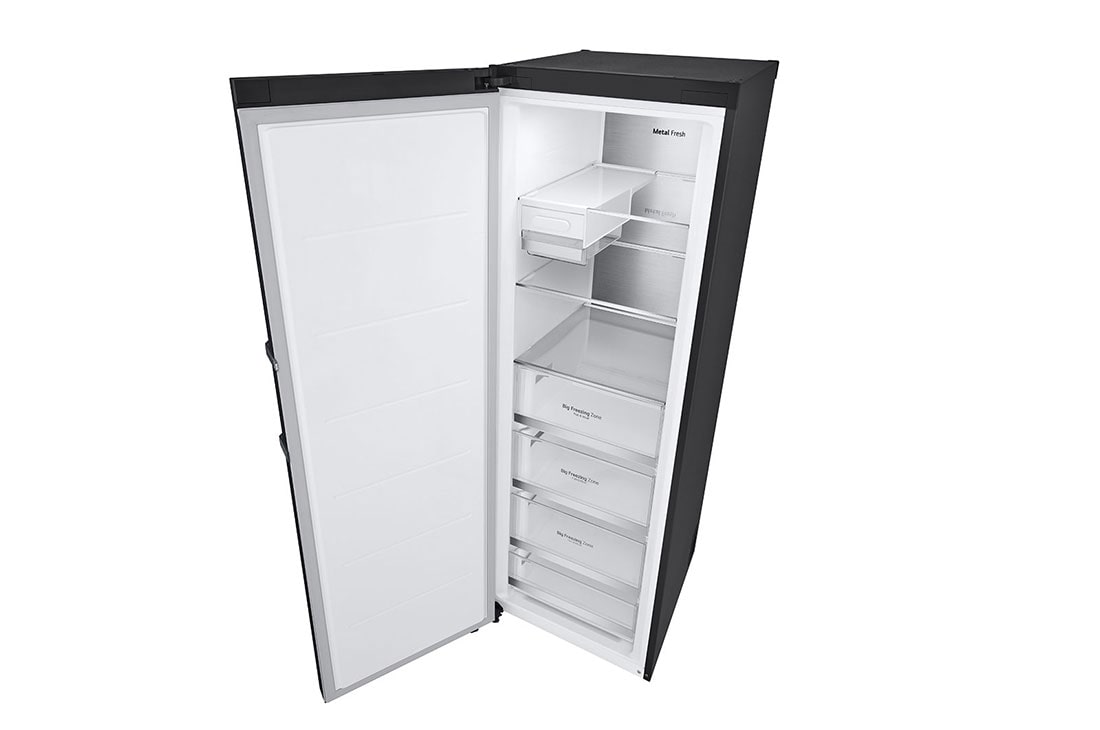 LG 324L Vapaasti seisova pakastin (Matte Black) - Energialuokka D, Total No Frost, Express Freeze, Ylänäkymä oikealta avoinna, GFM61MCCSF, thumbnail 14