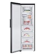 LG 324L Vapaasti seisova pakastin (Matte Black) - Energialuokka D, Total No Frost, Express Freeze, Etupuoli avoinna ruokaa, GFM61MCCSF, thumbnail 3