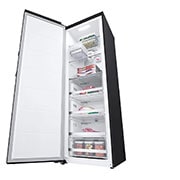 LG 324L Vapaasti seisova pakastin (Matte Black) - Energialuokka D, Total No Frost, Express Freeze, Perspektiivinäkymä oikealta avoinna, GFM61MCCSF, thumbnail 9