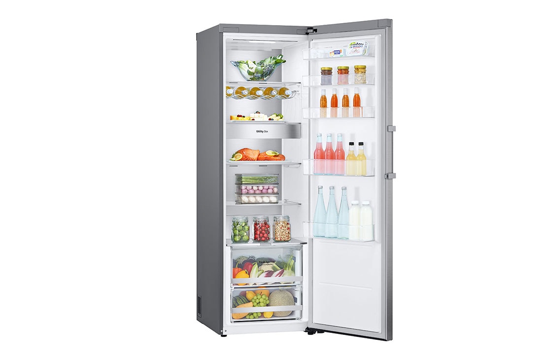 LG 386L Vapaasti seisova jääkaappi (Metal Sorbet) - Energialuokka D, Door Cooling™, LINEARCooling™, FRESHBalancer™, Smart Diagnosis™ - Wi-Fi-yhteys, Vasen sivunäkymä avoinna, GLM71MBCSF, thumbnail 11