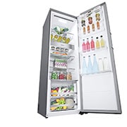 LG 386L Vapaasti seisova jääkaappi (Metal Sorbet) - Energialuokka D, Door Cooling™, LINEARCooling™, FRESHBalancer™, Smart Diagnosis™ - Wi-Fi-yhteys, Perspektiivinäkymä vasemmalta avoinna ruokaa, GLM71MBCSF, thumbnail 9