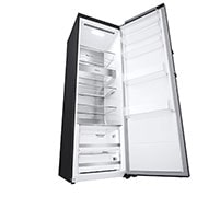 LG 386L Vapaasti seisova jääkaappi (Matte Black) - Energialuokka D, Door Cooling™, LINEARCooling™, FRESHBalancer™, Smart Diagnosis™ - Wi-Fi-yhteys, Perspektiivinäkymä vasemmalta avoinna, GLM71MCCSF, thumbnail 8