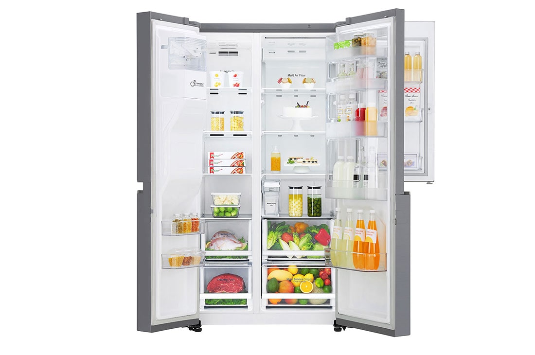 LG 625L Door in Door™ Side by Side (Shiny Steel) Energialuokka E, Vesi/jää ilman vesijohtoliitäntää, Smart Diagnosis™ - Wi-Fi-yhteys, GSJ461DIDE, GSJ461DIDE, thumbnail 4