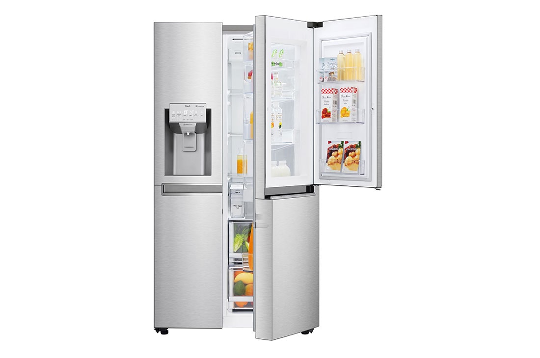 LG 625L Door in Door™ Side by Side (Noble Steel) Energialuokka E, Vesi/jää ilman vesijohtoliitäntää, Smart Diagnosis™ - Wi-Fi-yhteys, Front DID Open Food, GSJ961NSZE, thumbnail 2