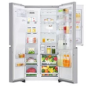 LG 625L Door in Door™ Side by Side (Noble Steel) Energialuokka E, Vesi/jää ilman vesijohtoliitäntää, Smart Diagnosis™ - Wi-Fi-yhteys, Front open food, GSJ961NSZE, thumbnail 4