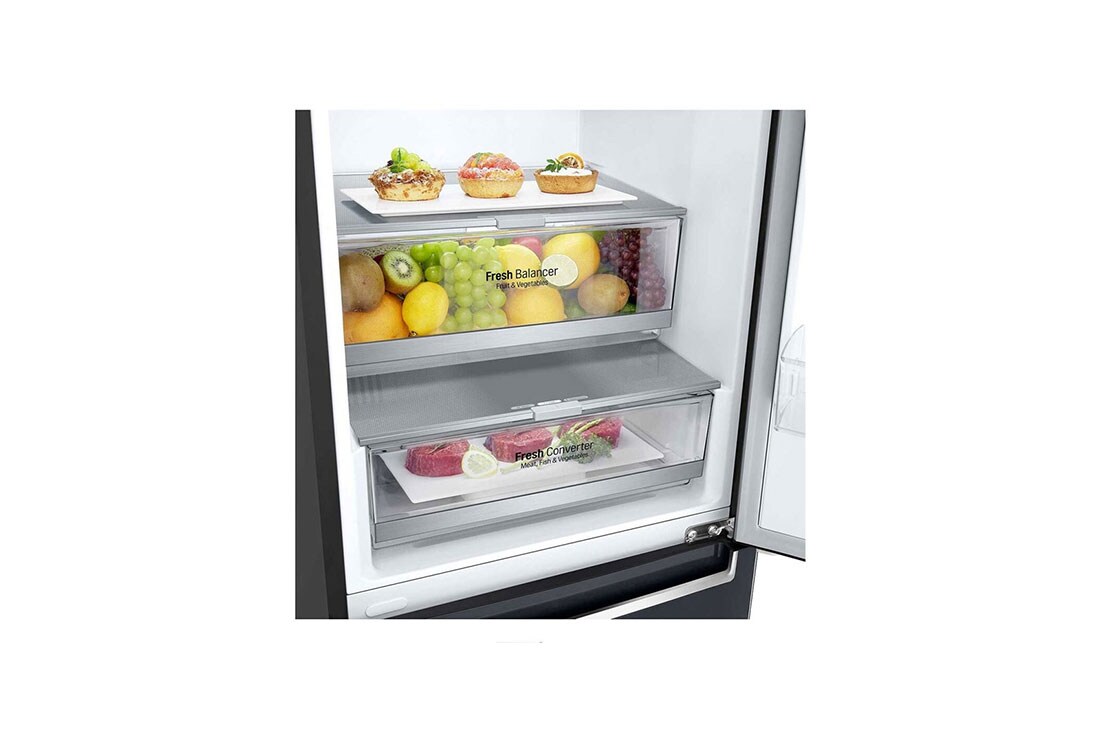 LG 2.03M 384L Jääkaappipakastimet (Matte Black) - Energialuokka E, Door Cooling™ ja Smart Diagnosis™ - Wi-Fi-yhteys, GBB72MCDMN, GBB72MCDMN, thumbnail 4