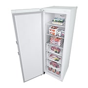 LG 324L Vapaasti seisova pakastin (Valkoinen) - Energialuokka E, Total No Frost, Express Freeze, Smart Diagnosis™ - Wi-Fi-yhteys, Ylänäkymä oikealta avoinna ruokaa, GFE41SWGSZ, thumbnail 14