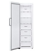 LG 324L Vapaasti seisova pakastin (Valkoinen) - Energialuokka E, Total No Frost, Express Freeze, Smart Diagnosis™ - Wi-Fi-yhteys, Etupuoli avoinna ruokaa, GFE41SWGSZ, thumbnail 3