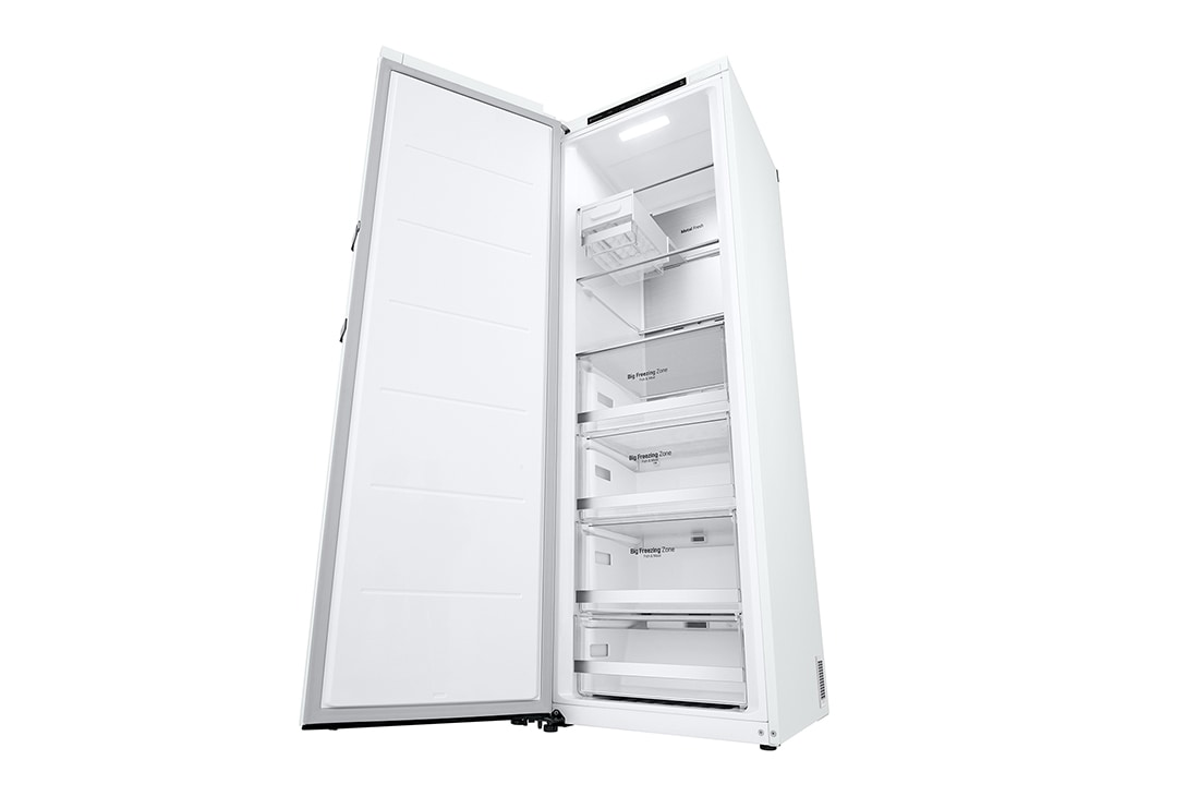 LG 324L Vapaasti seisova pakastin (Valkoinen) - Energialuokka D, Total No Frost, Express Freeze, Smart Diagnosis™ , Perspektiivinäkymä oikealta avoinna, GFT61SWCSF, thumbnail 9