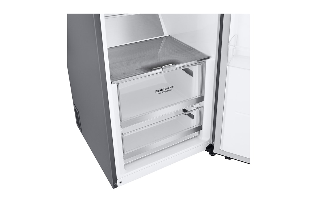 LG 386L Vapaasti seisova jääkaappi (Metal Sorbet) - Energialuokka D, Door Cooling™, LINEARCooling™, FRESHBalancer™, Smart Diagnosis™ - Wi-Fi-yhteys, Etupuoli avoinna, GLM71MBCSF, thumbnail 4