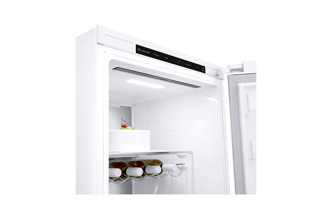 LG 386L Vapaasti seisova jääkaappi (Valkoinen) - Energialuokka D, Door Cooling™, LINEARCooling™, FRESHBalancer™, Smart Diagnosis™, Etupuoli avoinna, GLT71SWCSF, thumbnail 4