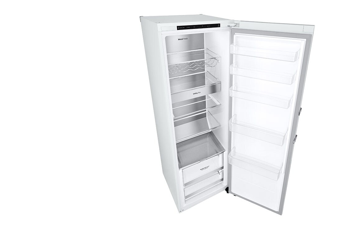 LG 386L Vapaasti seisova jääkaappi (Valkoinen) - Energialuokka D, Door Cooling™, LINEARCooling™, FRESHBalancer™, Smart Diagnosis™, Perspektiivinäkymä vasemmalta avoinna, GLT71SWCSF, thumbnail 8