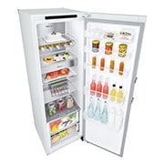 LG 386L Vapaasti seisova jääkaappi (Valkoinen) - Energialuokka D, Door Cooling™, LINEARCooling™, FRESHBalancer™, Smart Diagnosis™, Perspektiivinäkymä vasemmalta avoinna ruokaa, GLT71SWCSF, thumbnail 9