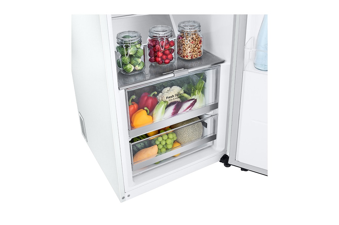 LG 386L Vapaasti seisova jääkaappi (Valkoinen) - Energialuokka C, DoorCooling™, LINEARCooling™, FRESHBalancer™, Smart Diagnosis™ , Vetolaatikko ruokaa, GLT71SWCSX, thumbnail 2