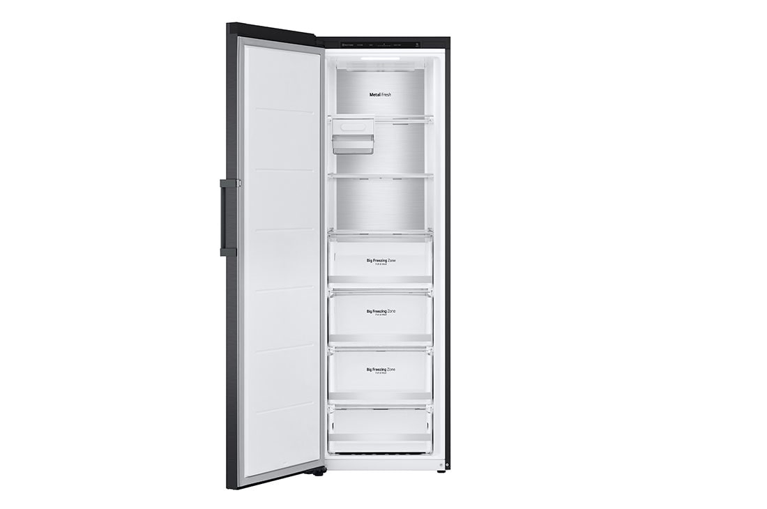 LG 324L Vapaasti seisova pakastin (Matte Black) - Energialuokka E, Total No Frost, Express Freeze, Smart Diagnosis™, Etupuoli avoinna ruokaa, GFT61MCCSZ, thumbnail 3