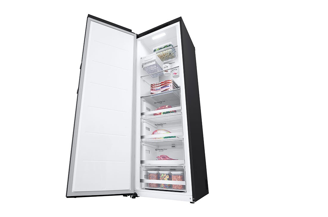 LG 324L Vapaasti seisova pakastin (Matte Black) - Energialuokka E, Total No Frost, Express Freeze, Smart Diagnosis™, Perspektiivinäkymä oikealta avoinna, GFT61MCCSZ, thumbnail 9