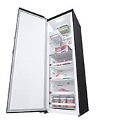 LG 324L Vapaasti seisova pakastin (Matte Black) - Energialuokka E, Total No Frost, Express Freeze, Smart Diagnosis™, Perspektiivinäkymä oikealta avoinna, GFT61MCCSZ, thumbnail 9