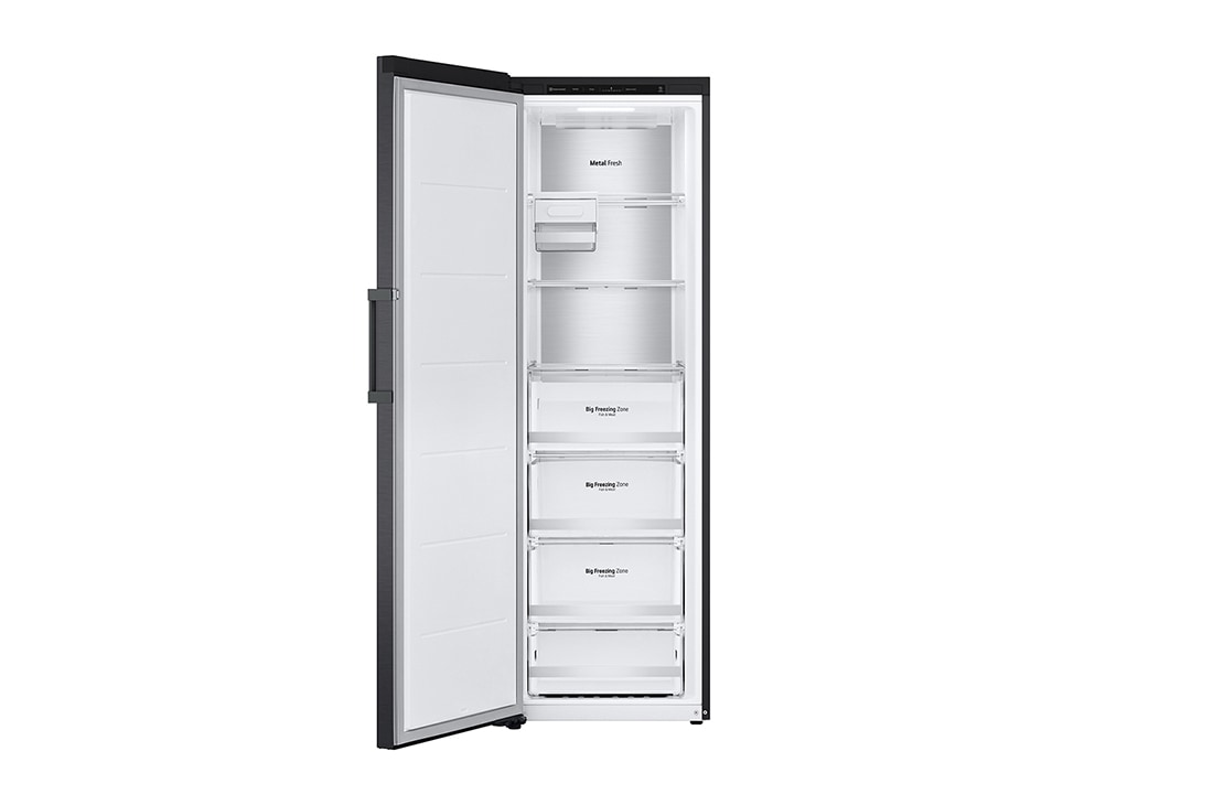 LG 324L Vapaasti seisova pakastin (Matte Black) - Energialuokka E, Total No Frost, Express Freeze, Smart Diagnosis™, Etupuoli avoinna ruokaa, GFT61MCCSZ, thumbnail 3