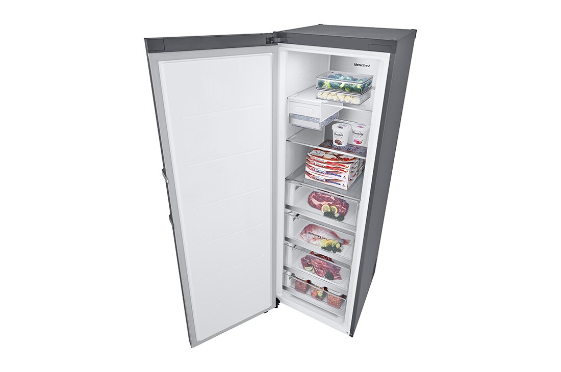 LG 324L Vapaasti seisova pakastin (Shiny Steel) - Energialuokka E, Total No Frost, Express Freeze, Smart Diagnosis™ - Wi-Fi-yhteys, toprightopen food, GFE61PZCSZ, thumbnail 14