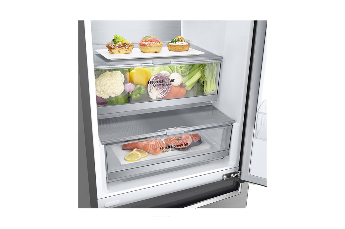 LG 1.86M 341L Jääkaappipakastimet(Shiny Steel) - Energialuokka D, DoorCooling™ ja Smart Diagnosis™, GBB71PZVGN, GBB71PZVGN, thumbnail 5