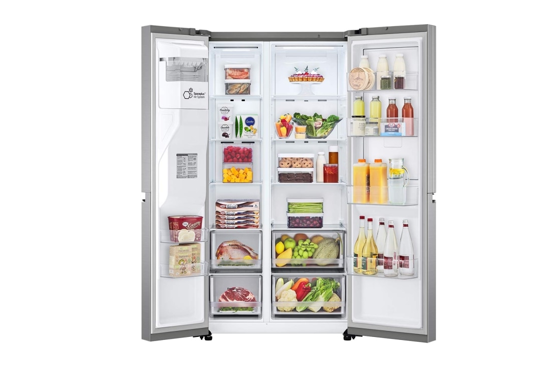 LG 635L Door in Door™ Side by Side (Shiny Steel), Energialuokka F, Vesi/jää vesijohtoliitännällä, Smart Diagnosis™ - Wi-Fi-yhteys, GSJV70PZTF, GSJV70PZTF, thumbnail 3