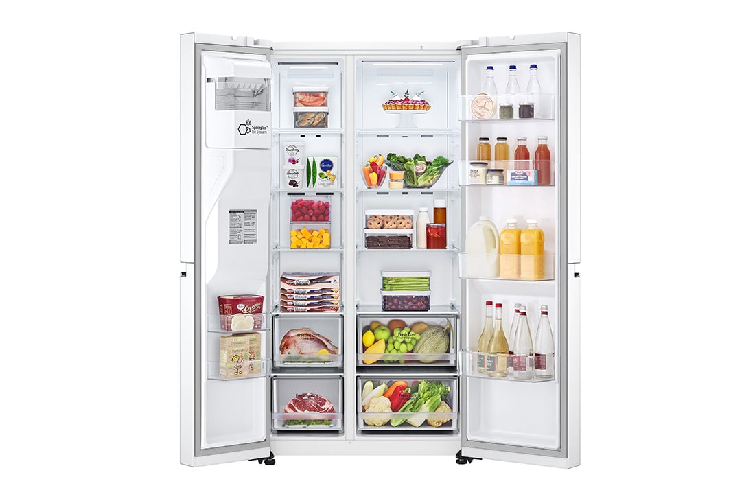 LG 635L Side by Side (Valkoinen), Jään ja veden annostelija, Energialuokka E, Vesi/jää vesijohtoliitännällä, Smart Diagnosis™ - Wi-Fi-yhteys, GSLV70SWTE, GSLV70SWTE, thumbnail 2