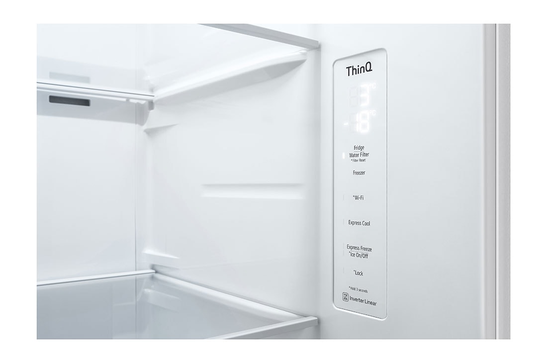 LG 635L Side by Side (Valkoinen), Jään ja veden annostelija, Energialuokka E, Vesi/jää vesijohtoliitännällä, Smart Diagnosis™ - Wi-Fi-yhteys, GSLV70SWTE, GSLV70SWTE, thumbnail 5