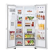 LG 635L Side by Side (Valkoinen), Jään ja veden annostelija, Energialuokka E, Vesi/jää vesijohtoliitännällä, Smart Diagnosis™ - Wi-Fi-yhteys, GSLV70SWTE, GSLV70SWTE, thumbnail 2