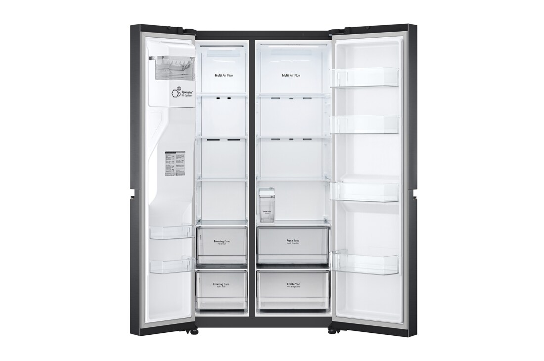 LG 635L Side by Side (Matte Black Steel), Jään ja veden annostelija, Energialuokka E, Vesi/jää ilman vesijohtoliitäntää, Smart Diagnosis™ - Wi-Fi-yhteys, GSLV71MCTE, GSLV71MCTE, thumbnail 3