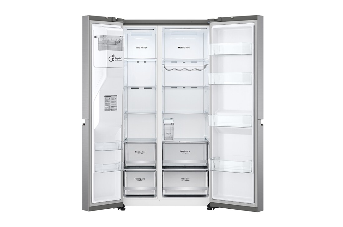 LG 635L Side by Side (Shiny Steel), Jään ja veden annostelija, Energialuokka E, Vesi/jää ilman vesijohtoliitäntää, Smart Diagnosis™ - Wi-Fi-yhteys, GSLV71PZLE, GSLV71PZLE, thumbnail 3