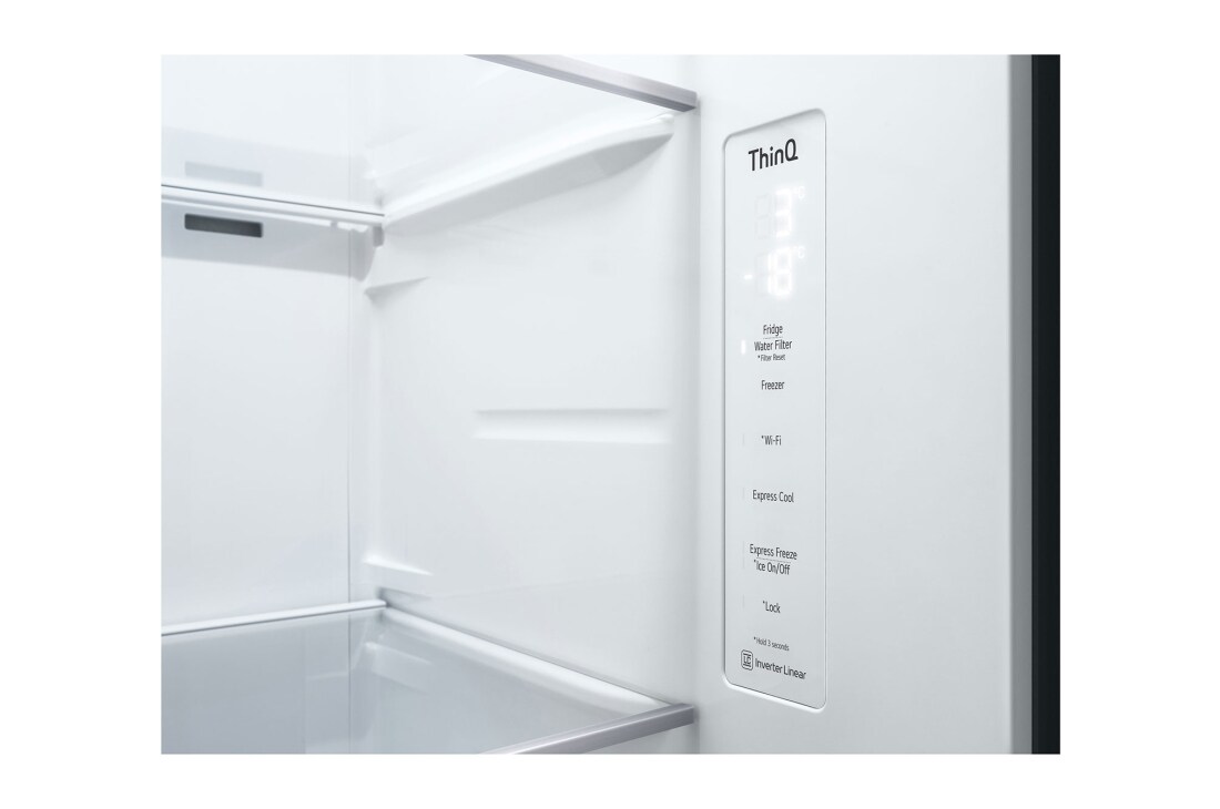 LG 635L Side by Side (Shiny Steel), Jään ja veden annostelija, Energialuokka E, Vesi/jää vesijohtoliitännällä, Smart Diagnosis™ - Wi-Fi-yhteys, GSLV70PZLE, GSLV70PZLE, thumbnail 5