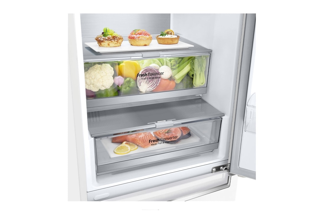LG 1.86M 341L Jääkaappipakastimet (Valkoinen) - Energialuokka D, Door Cooling™ ja Smart Diagnosis™ - Wi-Fi-yhteys, GBB71SWUGN, GBB71SWUGN, thumbnail 3
