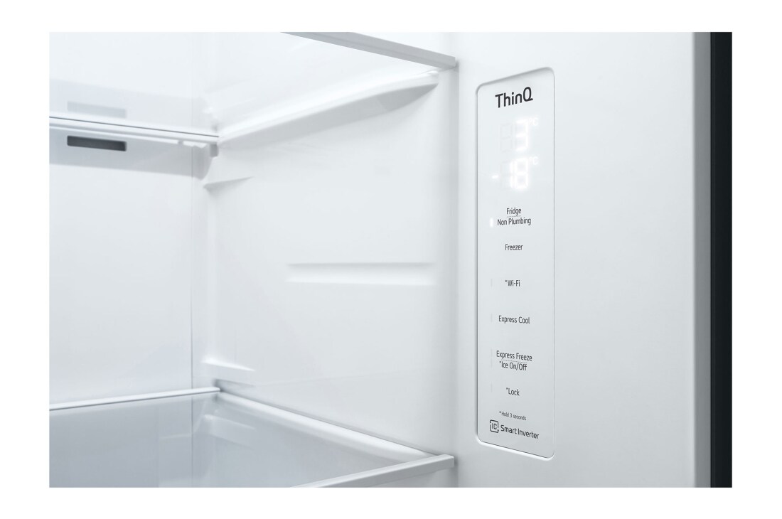 LG 635L Side by Side (Shiny Steel), Jään ja veden annostelija, Energialuokka F, Vesi/jää ilman vesijohtoliitäntää, Smart Diagnosis™ - Wi-Fi-yhteys, GSLV71PZTM, thumbnail 5