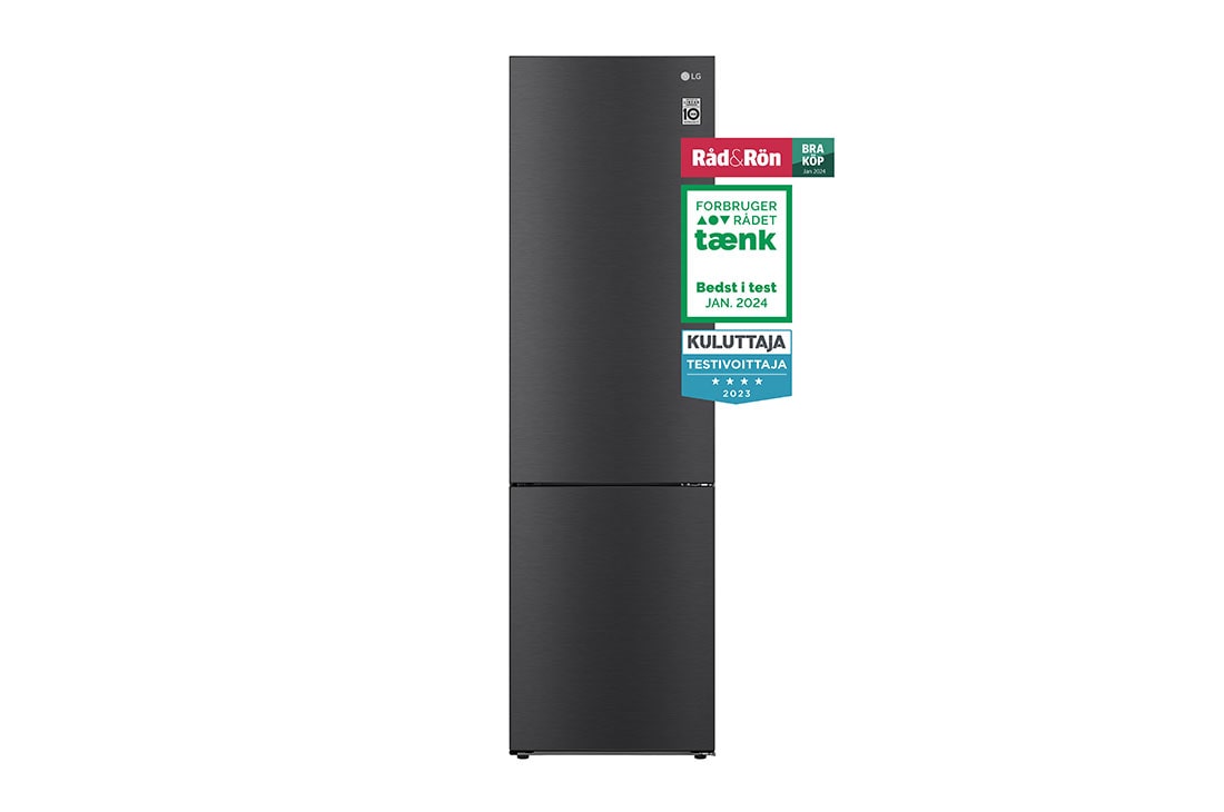 LG 2.03M 384L Jääkaappipakastimet (Matte Black) - Energiklasse A, edestä, GBP62MCNAC