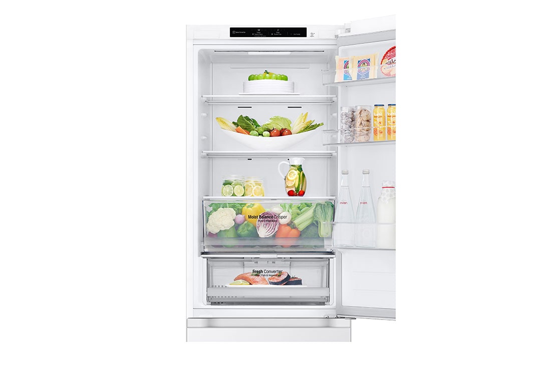 LG 1.86M 344L Jääkaappipakastimet (White) - Energiklasse D, indefra med mad, GBV3100DSW, thumbnail 10