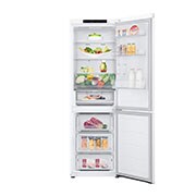 LG 1.86M 344L Jääkaappipakastimet (White) - Energiklasse D, hoveddør åben udsigt med mad, GBV3100DSW, thumbnail 3