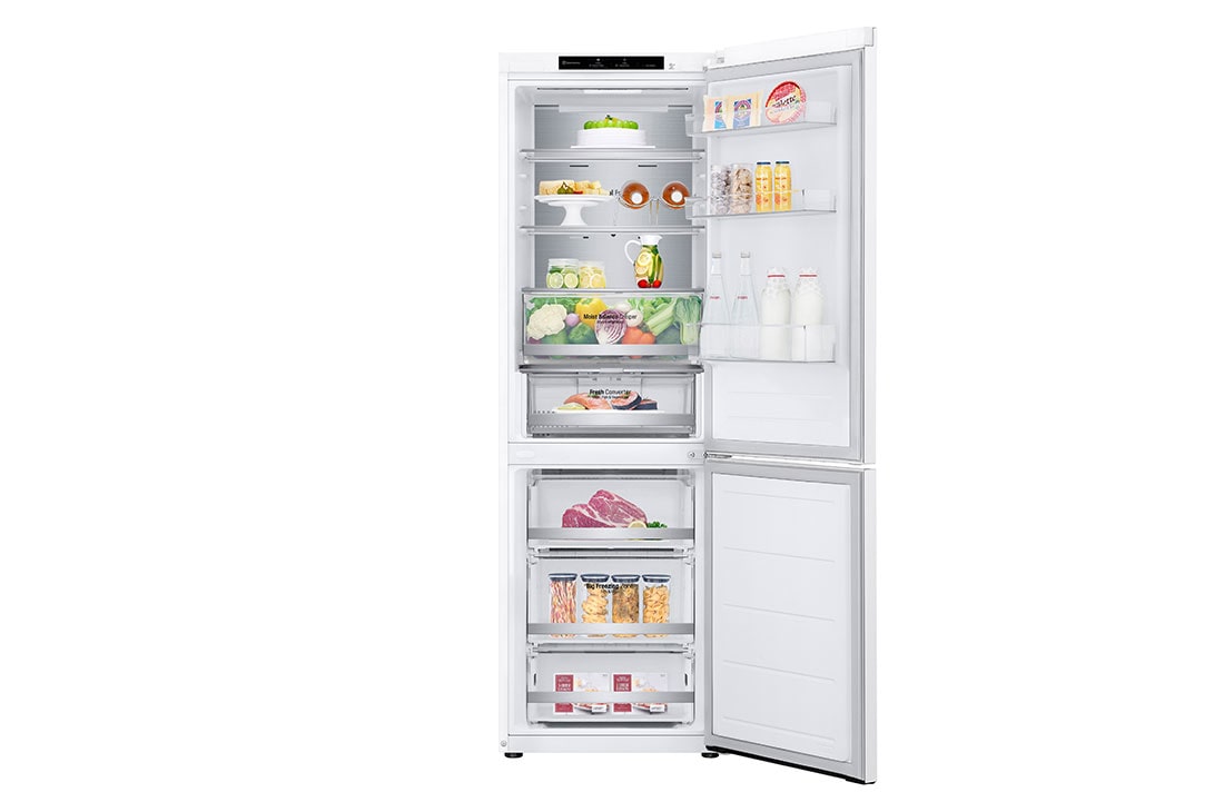 LG 1.86M 344L Jääkaappipakastimet (White) - Energiklasse D, Front all open food view, GBV5140DSW, thumbnail 2