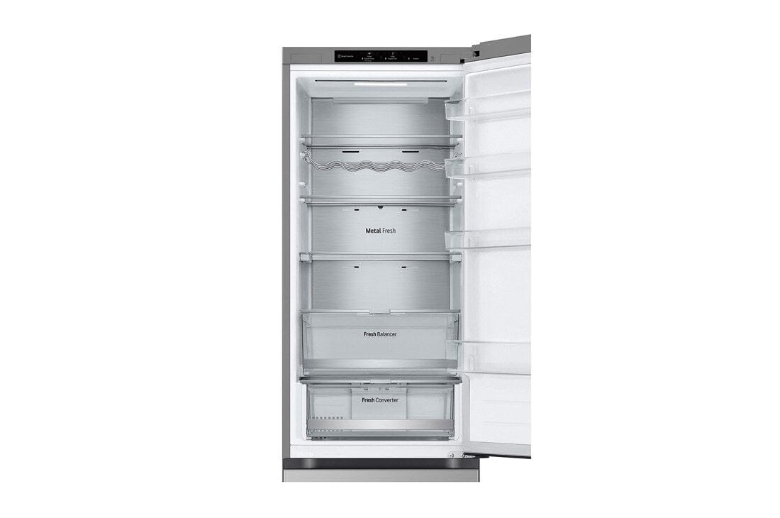 LG 2.03M 387L Jääkaappipakastimet (Prime Silver) - Energialuokka C, Nature Fresh, Door Cooling+™ ja Smart Diagnosis™, top door open with food , GBV7280CPY, thumbnail 8