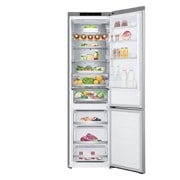 LG 2.03M 387L Jääkaappipakastimet (Prime Silver) - Energialuokka C, Nature Fresh, Door Cooling+™ ja Smart Diagnosis™, front door open view with food, GBV7280CPY, thumbnail 2