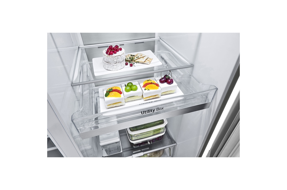 LG 635L Side by Side (Metal Sorbet), Energialuokka C, Vesi/jää ilman vesijohtoliitäntää, Smart Diagnosis™ kanssa Wi-Fi, Dairy Corner Detail, GSLV91MBAC, thumbnail 10