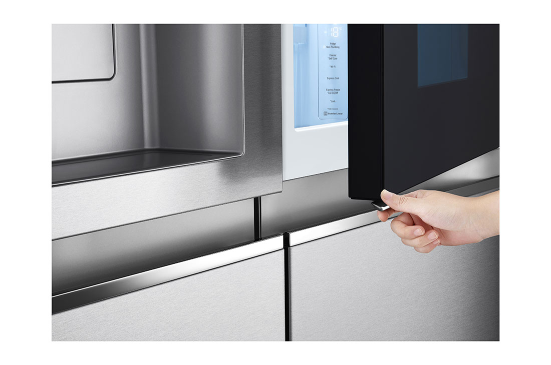 LG 635L InstaView Door in Door™ Side by Side (Metal Sorbet), Energialuokka E, Vesi/jää ilman vesijohtoliitäntää, Smart Diagnosis™ kanssa Wi-Fi, door view , GSXV91MBAE, thumbnail 8