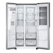 LG 635L InstaView Door in Door™ Side by Side (Metal Sorbet), Energialuokka E, Vesi/jää ilman vesijohtoliitäntää, Smart Diagnosis™ kanssa Wi-Fi, front open view , GSXV91MBAE, thumbnail 13