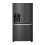 LG 634L Side by Side (Matte Black Stainless Steel), Jään ja veden annostelija, Energialuokka F, Vesi/jää ilman vesijohtoliitäntää, Smart Diagnosis™, front view , GSLV31MCXM, thumbnail 1