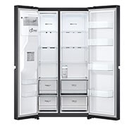LG 635L Side by Side (Matte Black Stainless Steel), Energialuokka D, Vesi/jää ilman vesijohtoliitäntää, Smart Diagnosis™ kanssa Wi-Fi, Front Open, GSLV71MCTD, thumbnail 3